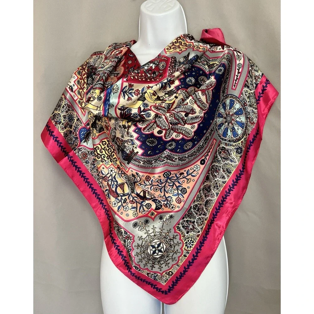 Women's Scarf 100% Silk Feel‎ Polyester Multicolor 35